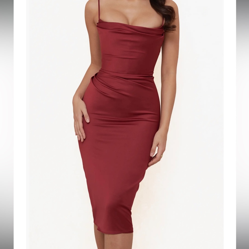 House of CB Burgundy Midi Dress